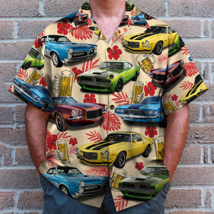 I Like Beer & Classic Cars And Maybe 3 People - Custom Classic Car Photo Hawaiian Shirt - Hawaiian Shirts - GoDuckee