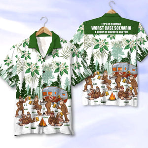 Let's Go Camping Worst Case Scenario A Group Of Bigfoots Kill You Personalized Hawaiian Shirt - Hawaiian Shirts - GoDuckee