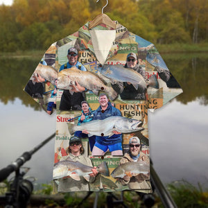 Custom Fishing Photo Shirt, Magazine Pattern, Gift For Fishing