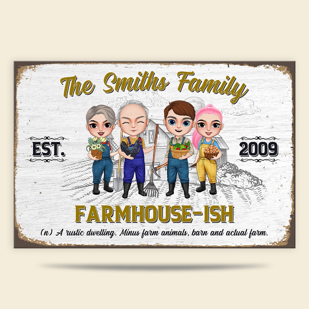 Farmhouse-ish Definition Personalized Famer Metal Sign Gift For Farming Lovers - Metal Wall Art - GoDuckee