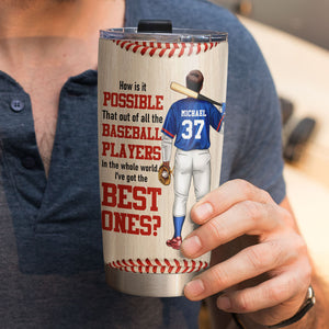 Personalized Baseball Player Tumbler - How Is It Possible - Baseball Player Back View - Tumbler Cup - GoDuckee