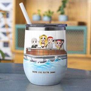 Personalized Pontoon Friends Wine Tumbler - Today Will Be A Rough One - Wine Tumbler - GoDuckee