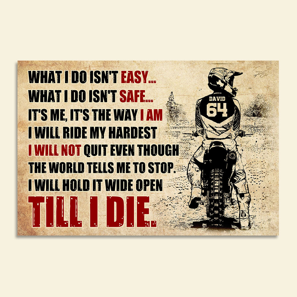 Personalized Motocross Wall Art - For Dirt Bike Rider - What I Do Isn't Easy - Poster & Canvas - GoDuckee