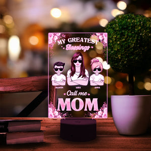 My Greatest Blessings Call Me Mom - Personalized Led Night Light - Gift For Mom - Led Night Light - GoDuckee