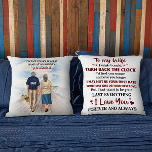 Personalized Old Couple Pillow - I Want To Hold Your Hand At 80 - Pillow - GoDuckee