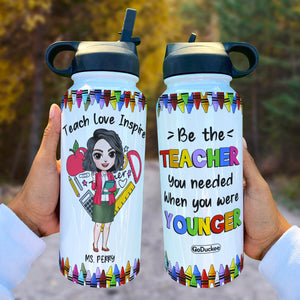 Personalized Teacher Dolls Water Bottle - Teach Love Inspire - Water Bottles - GoDuckee