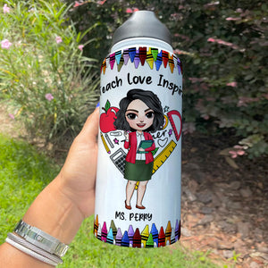 Personalized Teacher Dolls Water Bottle - Teach Love Inspire - Water Bottles - GoDuckee