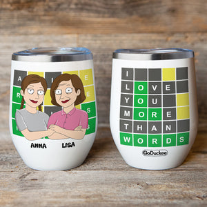 Cartoon Mother & Daughter - Personalized Wine Tumbler - Best Mom In The World - Wine Tumbler - GoDuckee