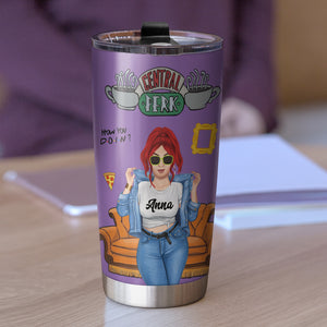Personalized Curvy Girl Tumbler - I'm Curvy and I'm Like It - Purple Friends Background - Tumbler Cup - GoDuckee