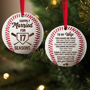 Baseball Happily Married For Seasons - Personalized Christmas Ornament - Ornament - GoDuckee