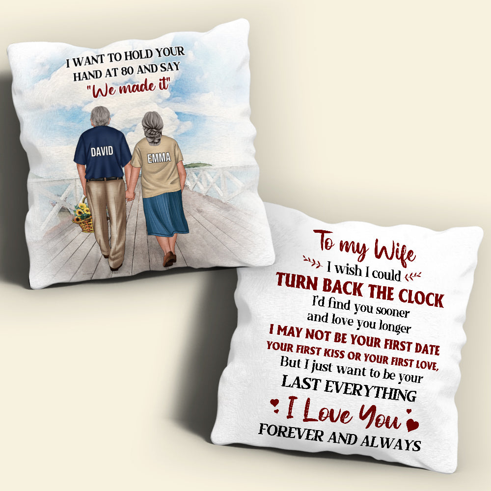 Personalized Old Couple Pillow - I Want To Hold Your Hand At 80 - Pillow - GoDuckee