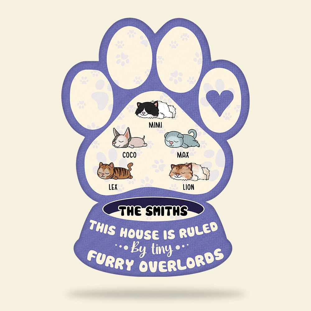 Paw & Pet Bowl Shape Doormat - Personalized Sleeping Dog Breeds - This House Is Ruled By Tiny Furry Overlords - Doormat - GoDuckee