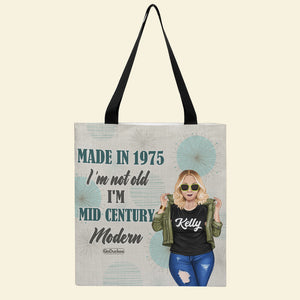 Year Of Birth Personalized All Over Tote Bag - I'm Not Old I'm Mid-Century Modern - Cool & Badass Woman - Tote Bag - GoDuckee
