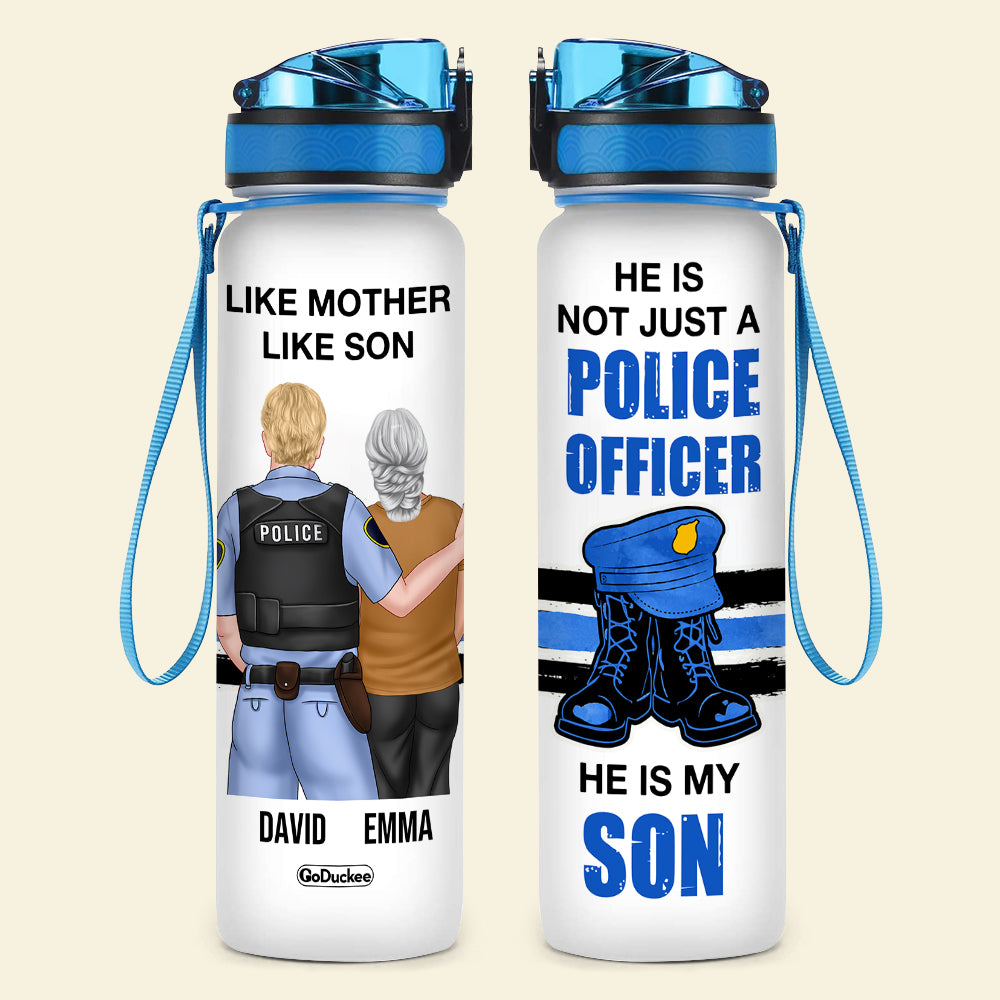 Personalized Police Water Tracker Bottle - Like Mother - Family Hug MOM2104 - Water Bottles - GoDuckee