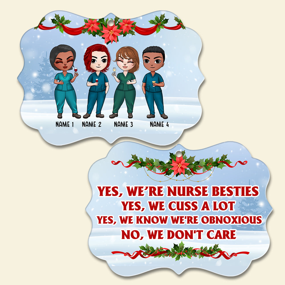 Nurse Besties - Personalized Coworker Benelux Ornament - Christmas Gift For Friends Nurse - Ornament - GoDuckee