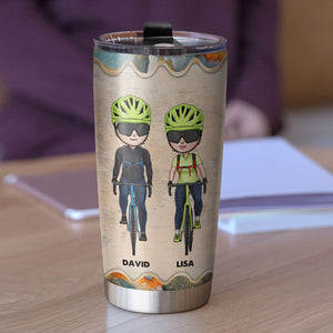 Personalized Cycling Couple Tumbler - Baby, At 80 and Say: Baby Let's Go Cycling - Tumbler Cup - GoDuckee