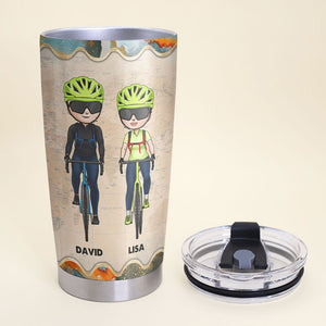 Personalized Cycling Couple Tumbler - I Want To Hold Your Hand and Say: Baby, Let's Go Cycling - Tumbler Cup - GoDuckee