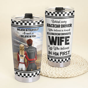 Personalized Racing Couple Tumbler Cup - Believe In Yourself - Tumbler Cup - GoDuckee