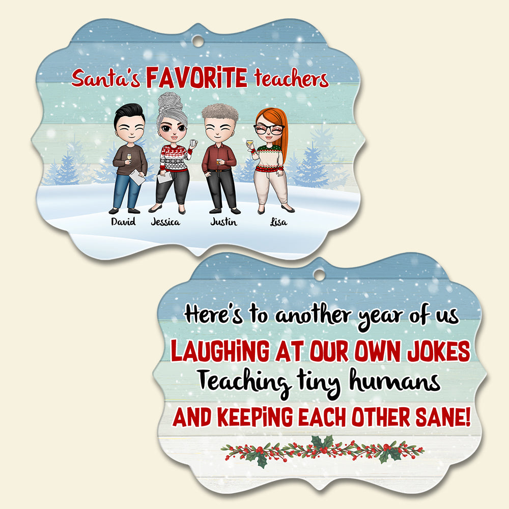 Santa's Favorite Teachers - Personalized Co-worker Benelux Ornament - Ornament - GoDuckee