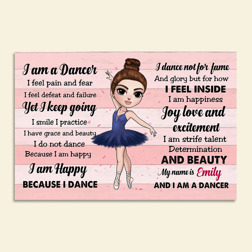 Personalized Ballerina Dolls Canvas Prints - I Am Happy Because I Dance - Poster & Canvas - GoDuckee