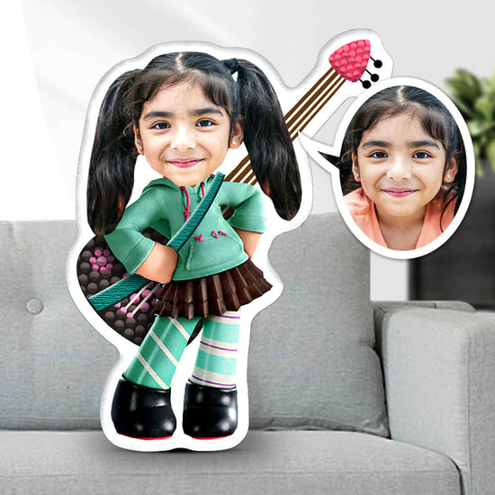 Vanellope Custom Face Pillow, Love Family, Vanellope Little Girl 3 - Pillow - GoDuckee