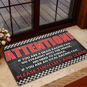 Attention Racing Doormat - If You Are A Drag Racing Fan - Checkered Pattern - Doormat - GoDuckee
