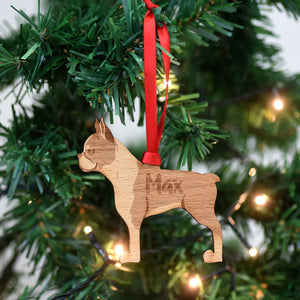 Boston Terrier Personalized Christmas Dog Wood Ornament 01pjxx240822-11 - Ornament - GoDuckee