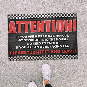 Attention Racing Doormat - If You Are A Drag Racing Fan - Checkered Pattern - Doormat - GoDuckee