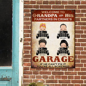 Vintage Drag Racing Metal Sign, Partners In Crime - Custom Grandpa's Garage Name Fol6-Vd2 - Metal Wall Art - GoDuckee