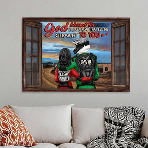 Personalized Motocross Couple Poster - Blessed The Broken Road That Let Me Straight To You - Window View - Poster & Canvas - GoDuckee