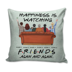 Personalized Gifts Ideas For Friends Besties, Happiness is watching friends again and again Custom Pillow - Pillow - GoDuckee