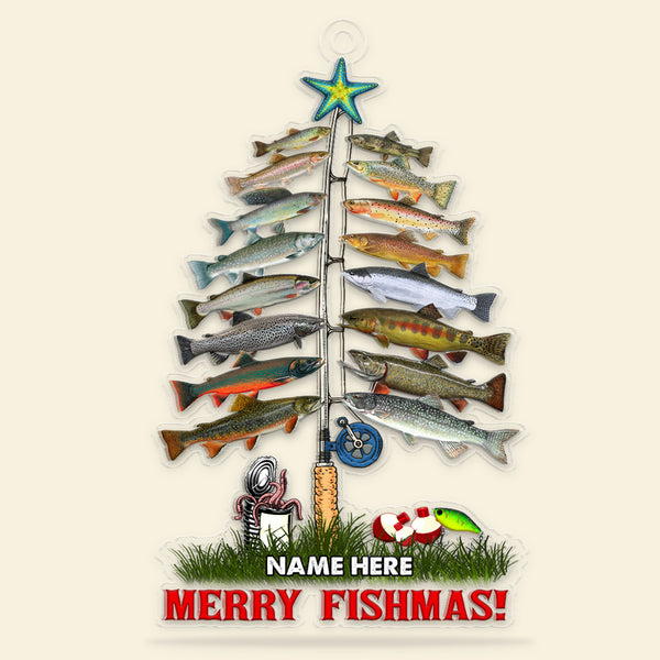 Fishing Merry Fishmas Personalized Christmas Ornament - GoDuckee