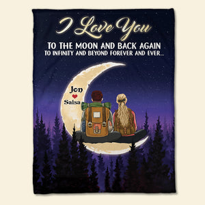 Personalized Hiking Couple Blanket - I Love You To The Moon and Back - Blanket - GoDuckee
