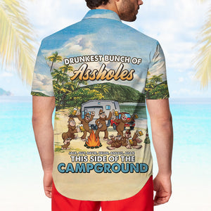 Personalized Camping Bigfoot Hawaiian Shirt - Beer Friends - Drunkest Bunch Of Assholes - Hawaiian Shirts - GoDuckee