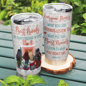 Best Friends Are Always Together In Spirit, Besties Autumn Winter Personalized Tumbler - Tumbler Cup - GoDuckee