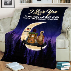 Personalized Hiking Couple Blanket - I Love You To The Moon and Back - Blanket - GoDuckee
