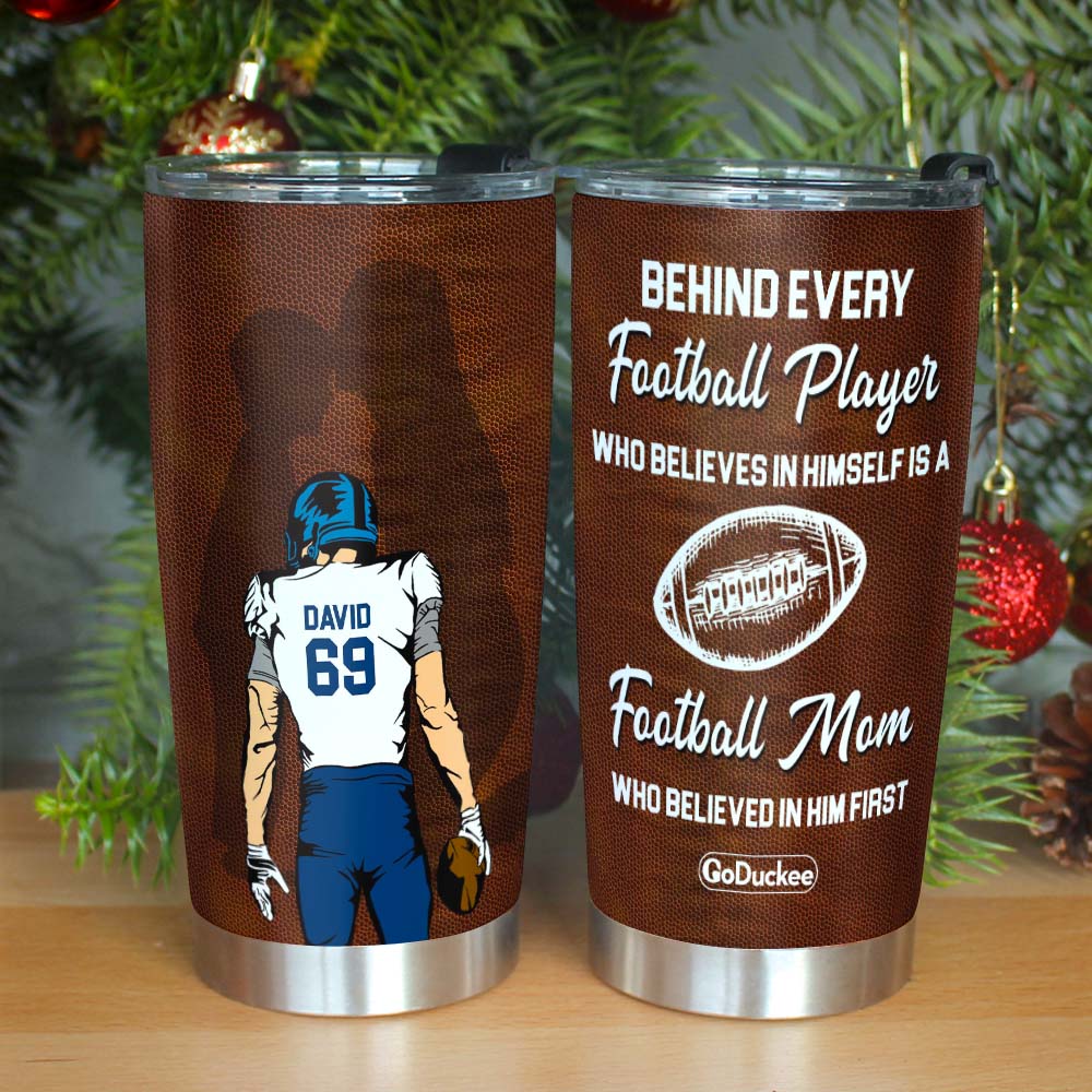 American Football Mom/Dad/Grandpa Believed In Him, Personalized Tumbler - Tumbler Cup - GoDuckee