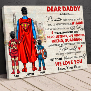 Dear Daddy, Always Be Our Number One Man - Personalized Canvas - Upto 2 Kids - Poster & Canvas - GoDuckee