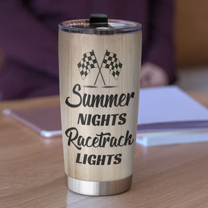 Personalized Racing Couple - Tumbler Summer Nights Racetrack Lights - Tumbler Cup - GoDuckee