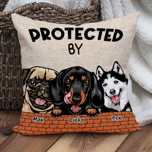 Protected By My Dogs Personalized Dog Safeguards Pillow, Gift For Dog Lovers - Pillow - GoDuckee