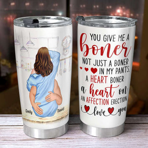 You Give Me A Boner, Couple Make Love White Mug - Coffee Mug - GoDuckee