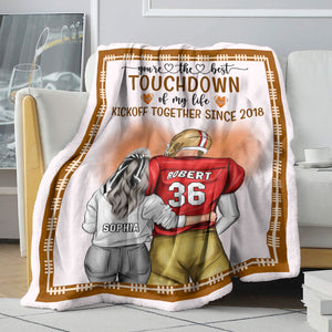 You Are The Best Touchdown Of My Life, Personalized American Football Couple Blanket - Blanket - GoDuckee