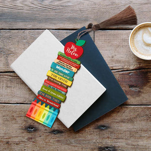 Teacher Crayons - Personalized Wooden Bookmark - Bookmarks - GoDuckee