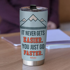 Personalized Cycling Boy Tumbler - It Never Gets Easier You Just Go Faster - Tumbler Cup - GoDuckee