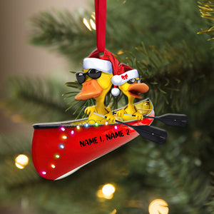 Canoeing Yellow Ducks - Personalized Christmas Ornament - Gifts for Canoe Lovers, Canoers - Ornament - GoDuckee