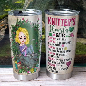 Knitter's Hourly Rate, Personalized Tumbler, Gift for Knitting Lovers - Tumbler Cup - GoDuckee