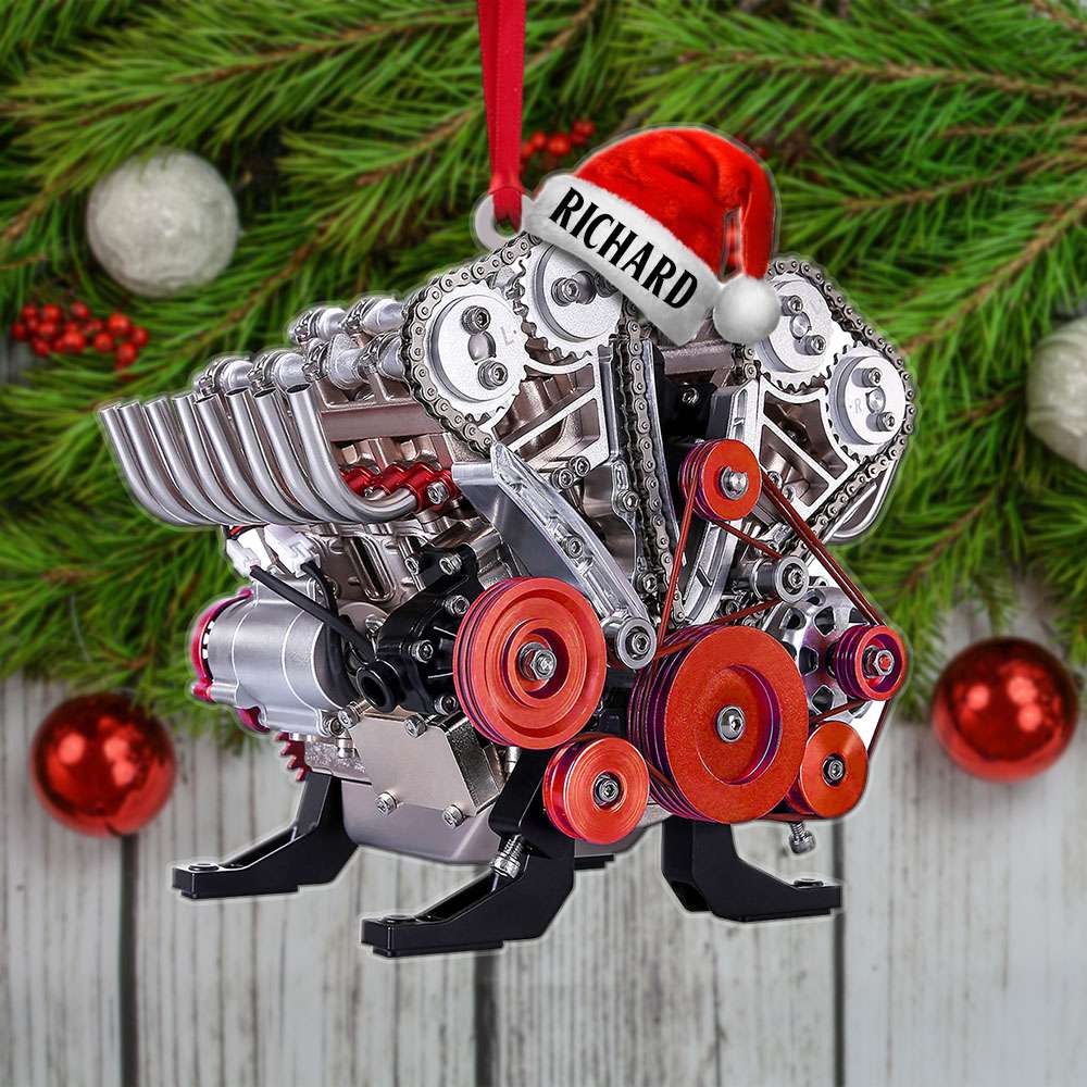 Drag Racing Hot Rod V8 Engine Different Color Custom Shape Ornament, Personalized Gift For Mechanic & Racer - Ornament - GoDuckee