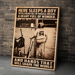Personalized Baseball Kid Poster - Here Sleeps A Boy - Poster & Canvas - GoDuckee