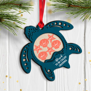 Blessed To Be Called Grandma. Personalized Turtle Grandma Wood Layer Ornament, Christmas Gift - Ornament - GoDuckee