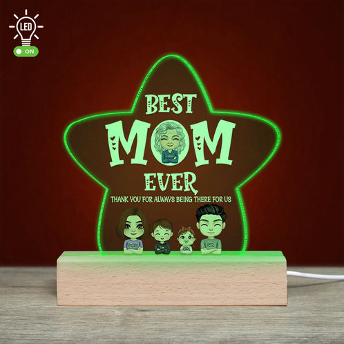 Best Mom Ever, Mom And Children Personalized 3D Led Light Wooden Base, Happy Mother's Day - Led Night Light - GoDuckee